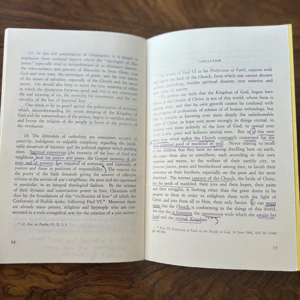 Vatican Instruction on Certain Aspects of Theology Liberation St Paul Annotated